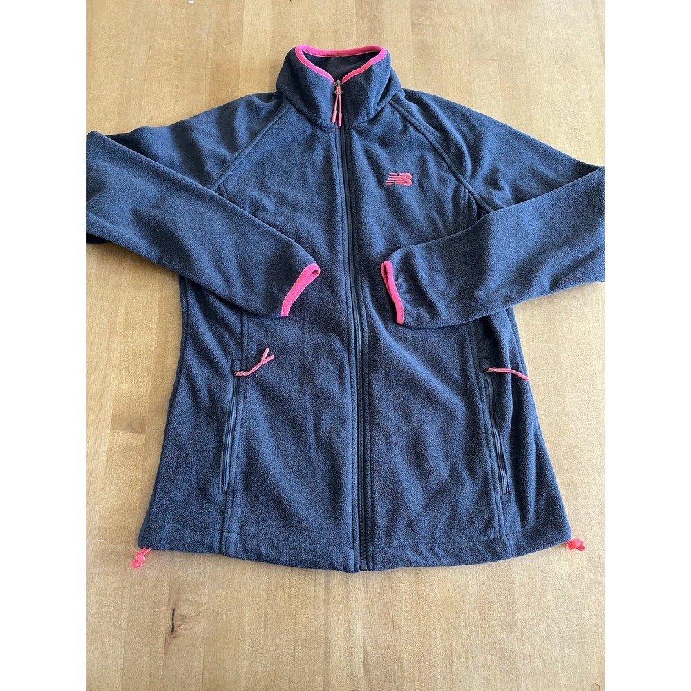 New Balance Women's Sz M Full Zip Gray Hot Pink‎ Fleece Jacket Light Spring Coat